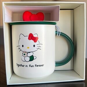 Starbucks Hello Kitty Ceramic Mug Cup 16oz Bow Topper New In Box Limited Edition